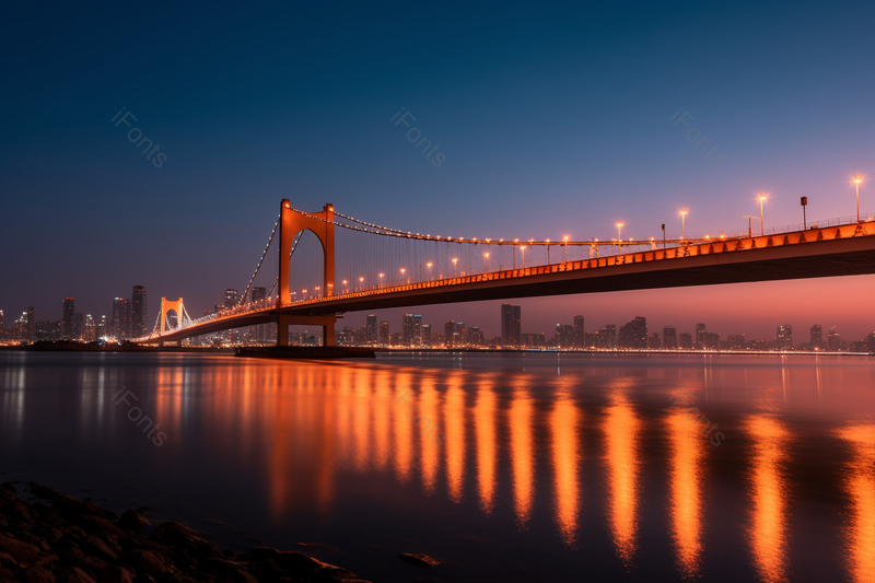 夜晚跨江大桥江面漂亮震撼倒影摄影背景,高清,摄影图,摄影图片,图片大全,摄影图免费下载